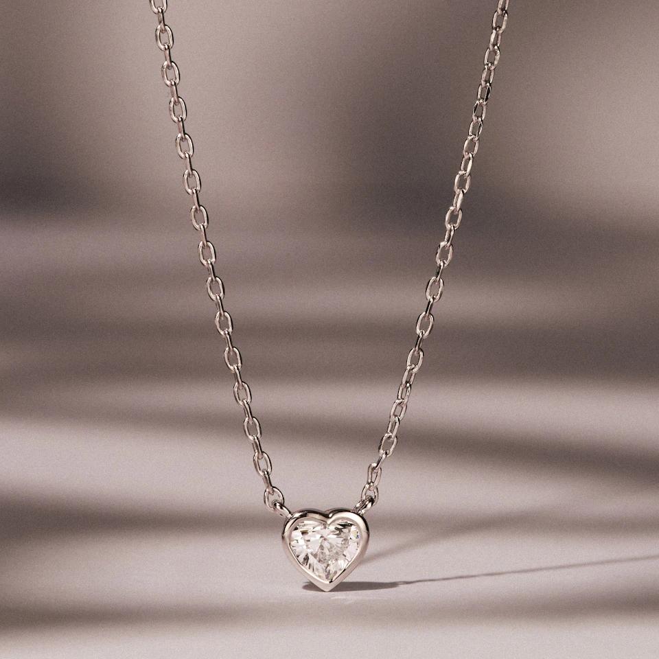 Horizon Heart Cut Lab Diamond Solitaire Necklace 0.25ct H/SI in 925 Silver