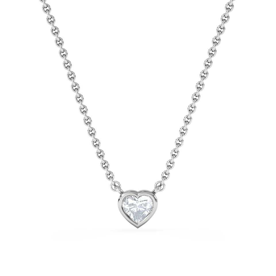 Horizon Heart Cut Lab Diamond Solitaire Necklace 0.25ct H/SI in 925 Silver