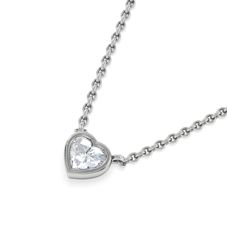Horizon Heart Cut Lab Diamond Solitaire Necklace 0.25ct H/SI in 925 Silver