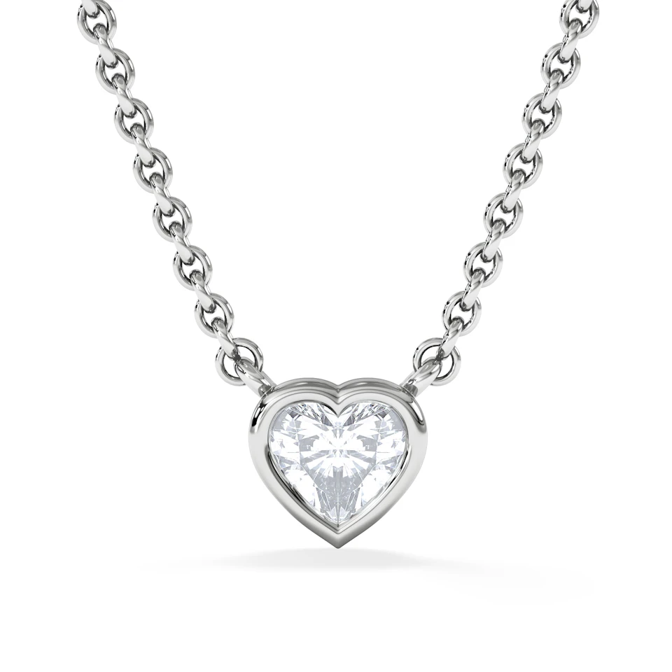 Horizon Heart Cut Lab Diamond Solitaire Necklace 0.25ct H/SI in 925 Silver