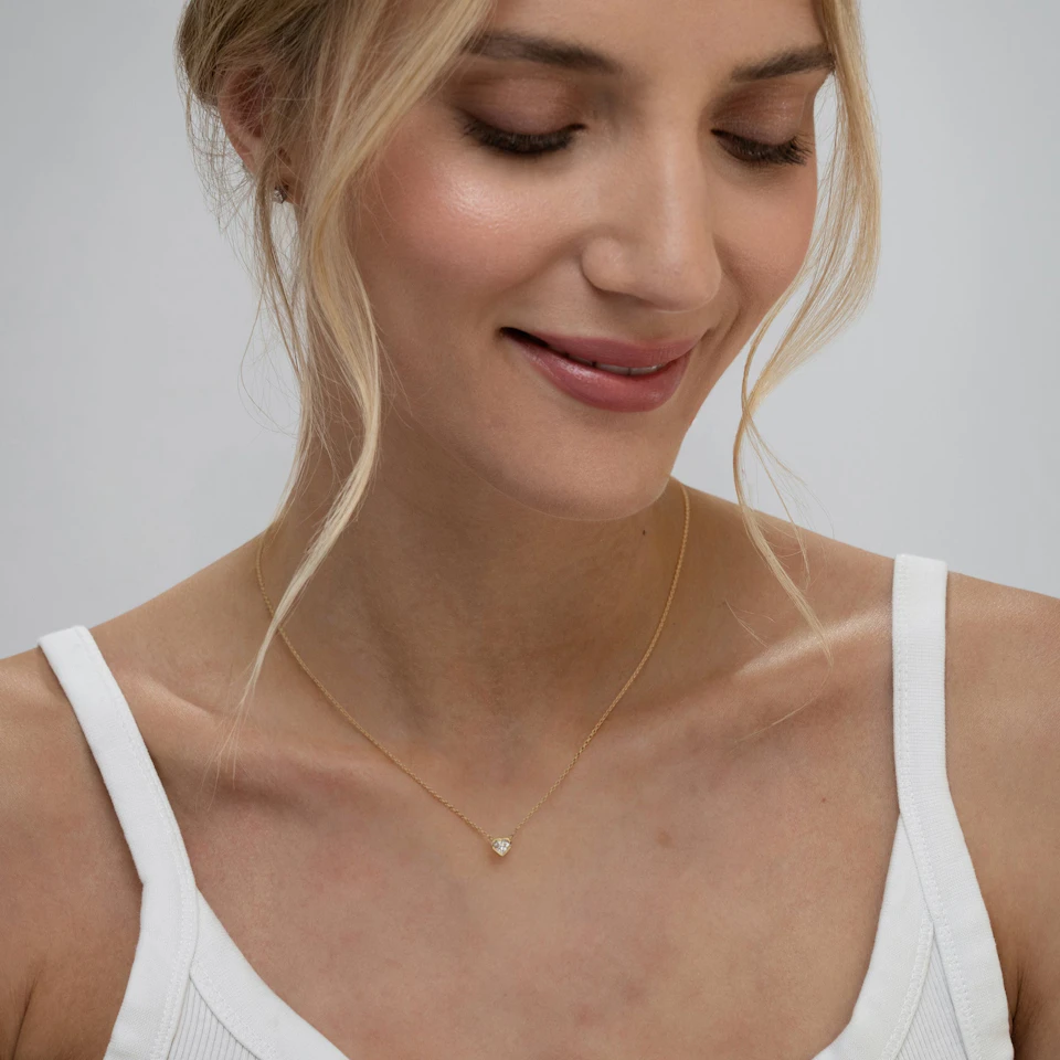 Horizon Heart Cut Lab Diamond Solitaire Necklace 0.25ct H/SI in 18k Gold Vermeil