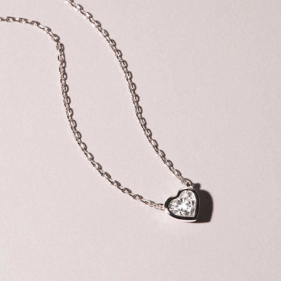Horizon Heart Cut Lab Diamond Solitaire Necklace 0.50ct H/SI in 9K White Gold