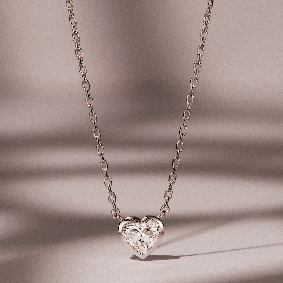 Horizon Heart Cut Lab Diamond Solitaire Necklace 0.50ct H/SI in 9K White Gold