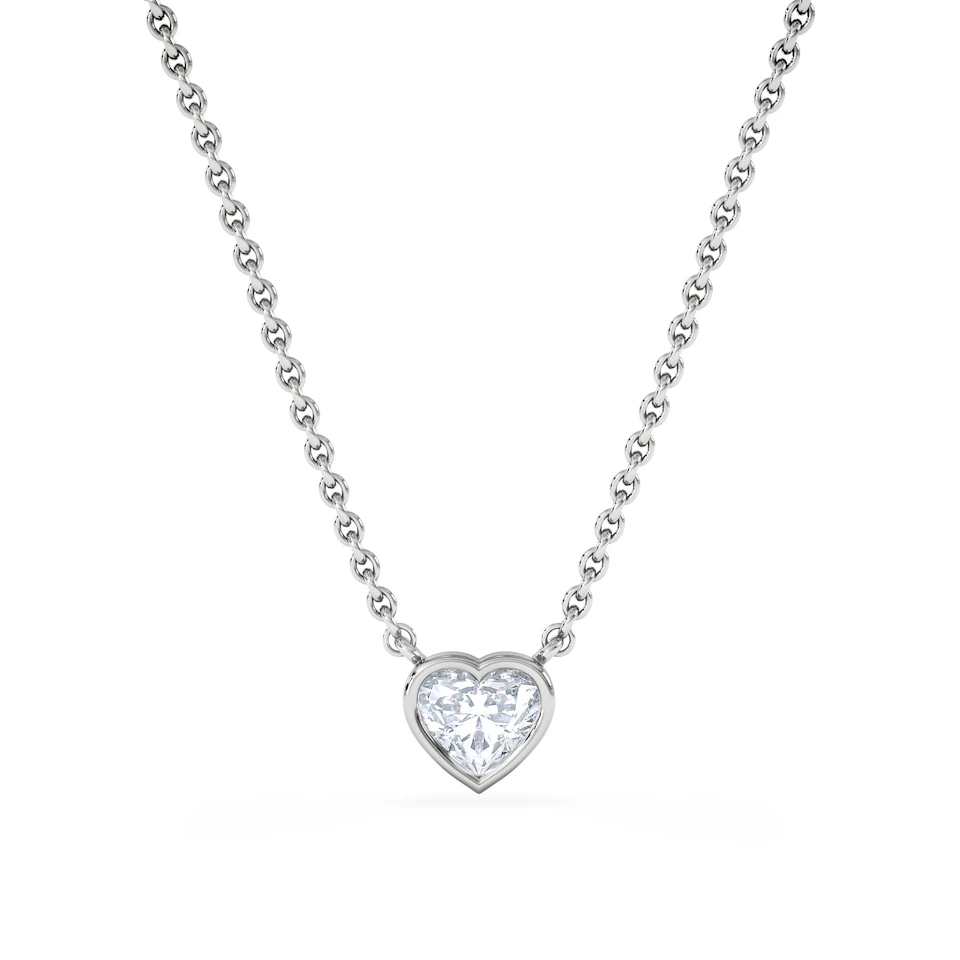 Horizon Heart Cut Lab Diamond Solitaire Necklace 0.50ct H/SI in 9K White Gold