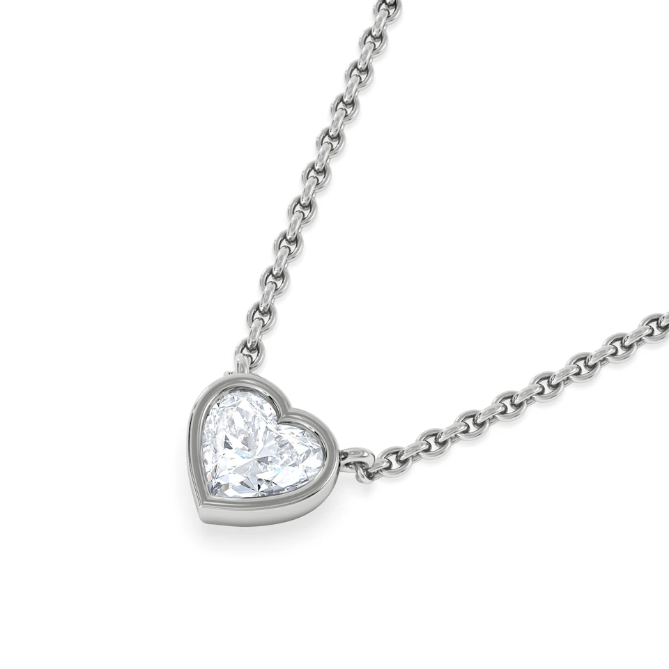 Horizon Heart Cut Lab Diamond Solitaire Necklace 0.50ct H/SI in 9K White Gold