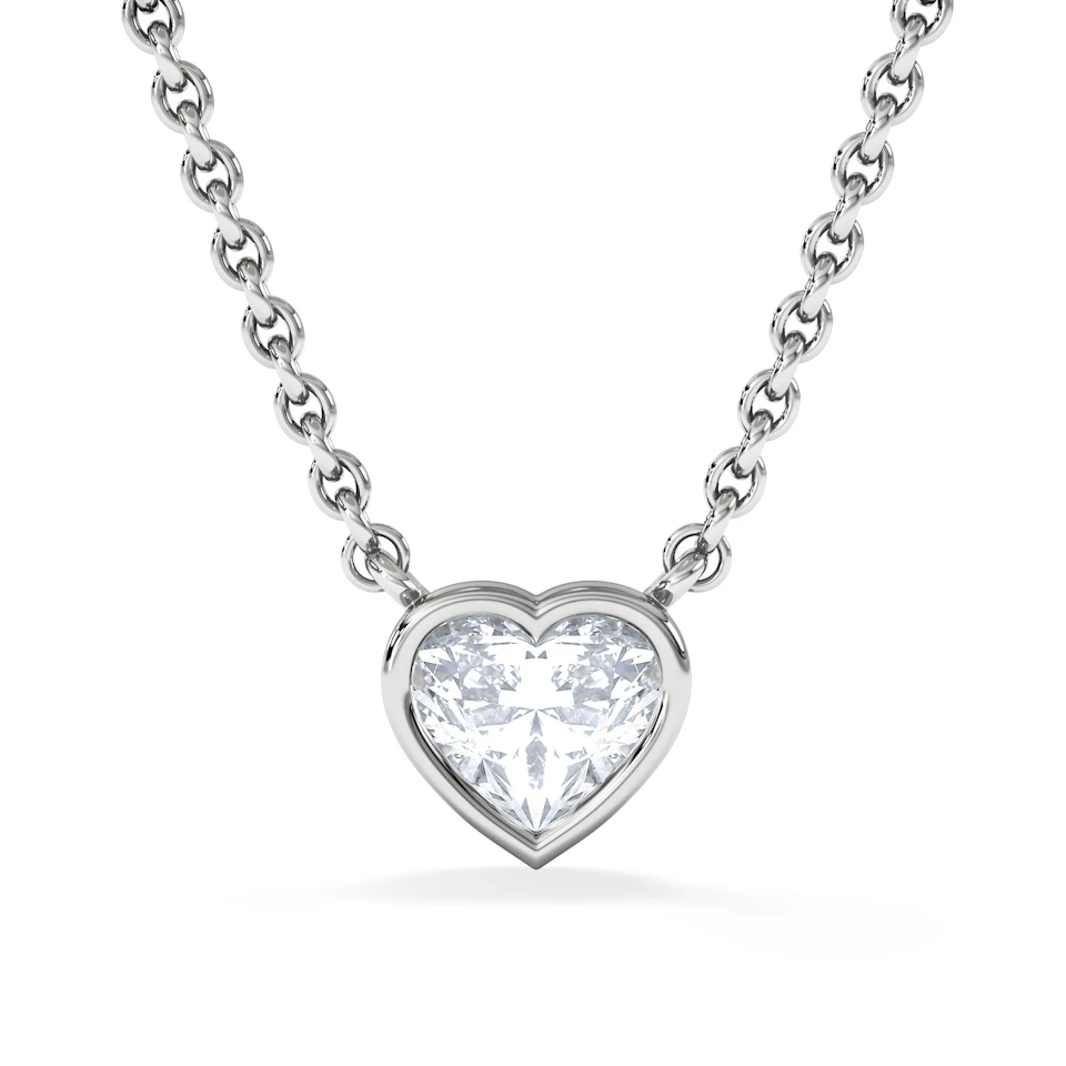 Horizon Heart Cut Lab Diamond Solitaire Necklace 0.50ct H/SI in 9K White Gold