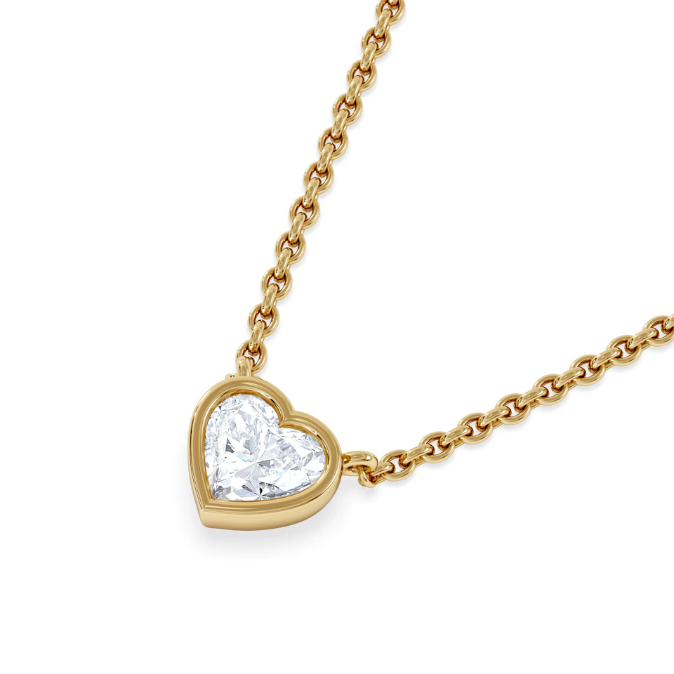 Horizon Heart Cut Lab Diamond Solitaire Necklace 0.50ct H/SI in 9K Gold