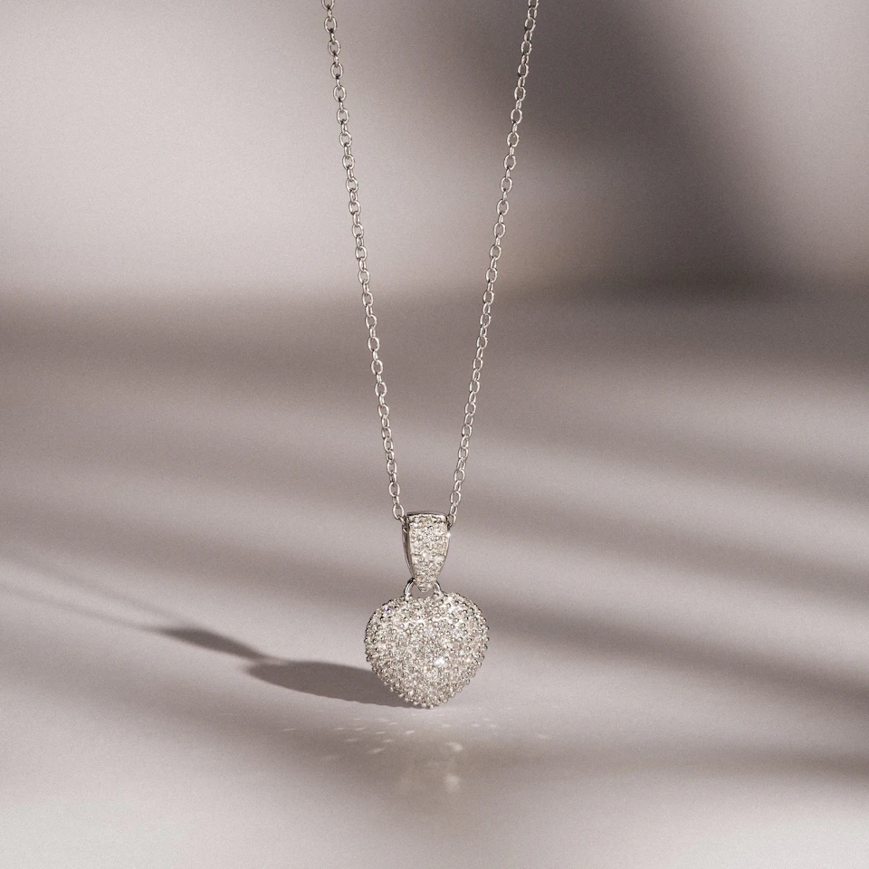 Heart Lab Diamond Necklace 0.50ct in 925 Silver