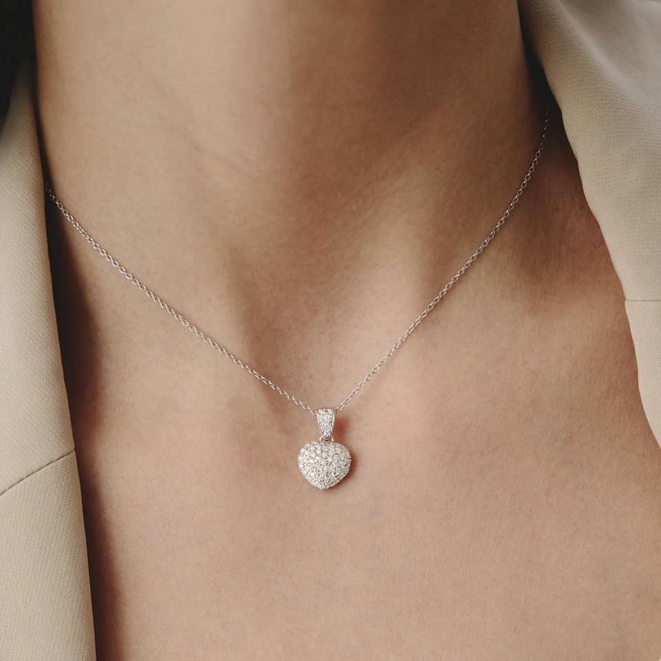 Heart Lab Diamond Necklace 0.50ct in 925 Silver