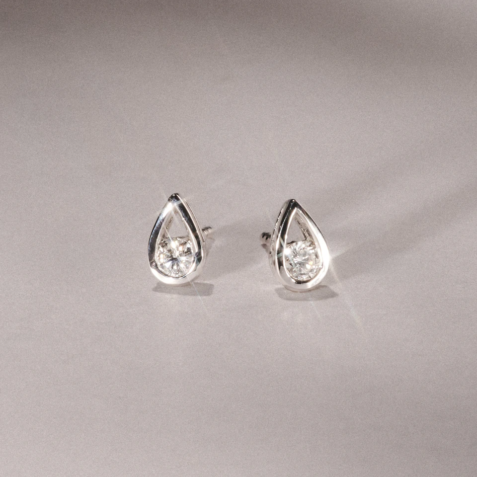 Teardrop 0.21ct Round Cut Lab Grown Stud Earrings in Sterling Silver