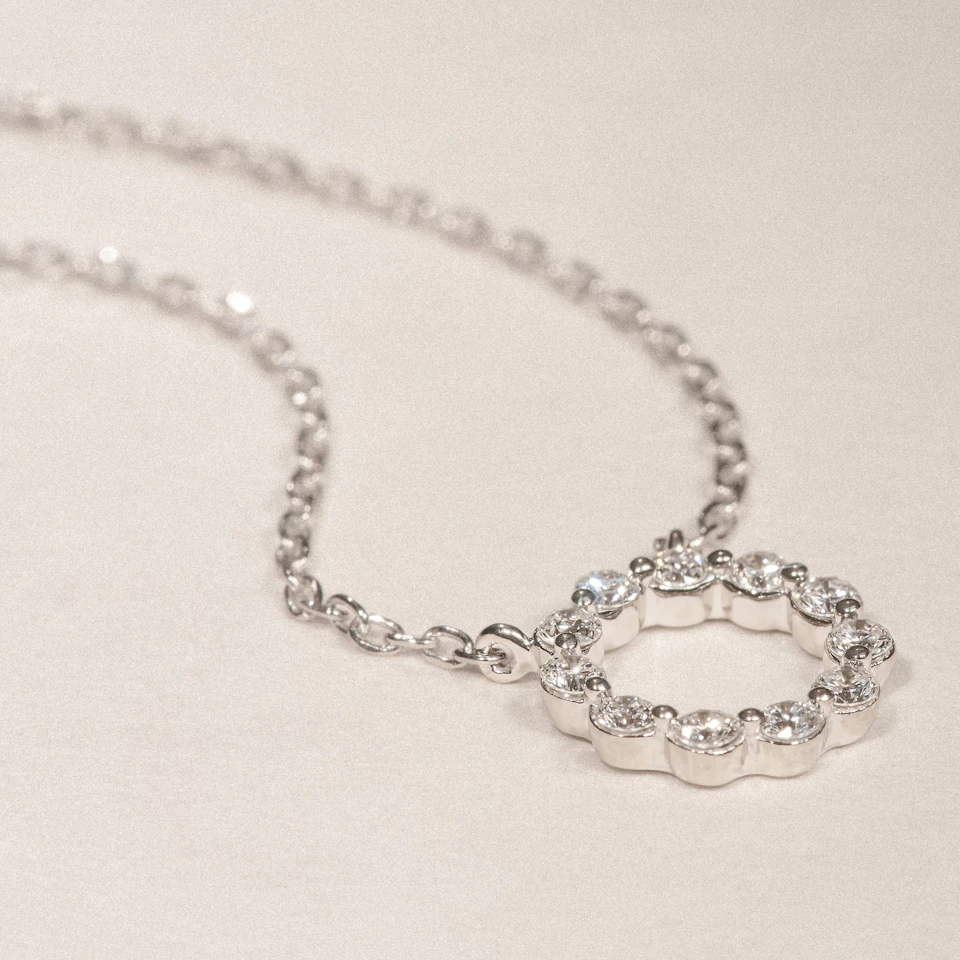 Lab Diamond Eternal Glow Circle Necklace 0.25ct in 925 Silver