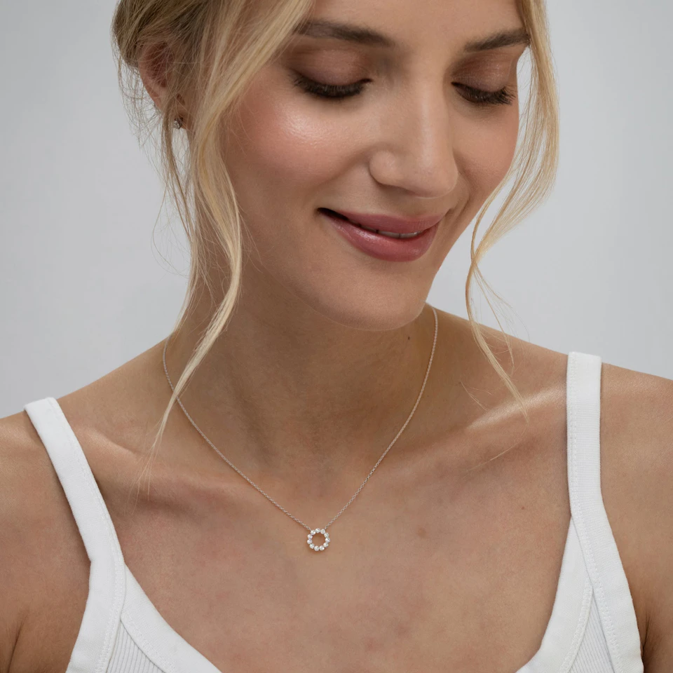 Lab Diamond Eternal Glow Circle Necklace 0.25ct in 925 Silver