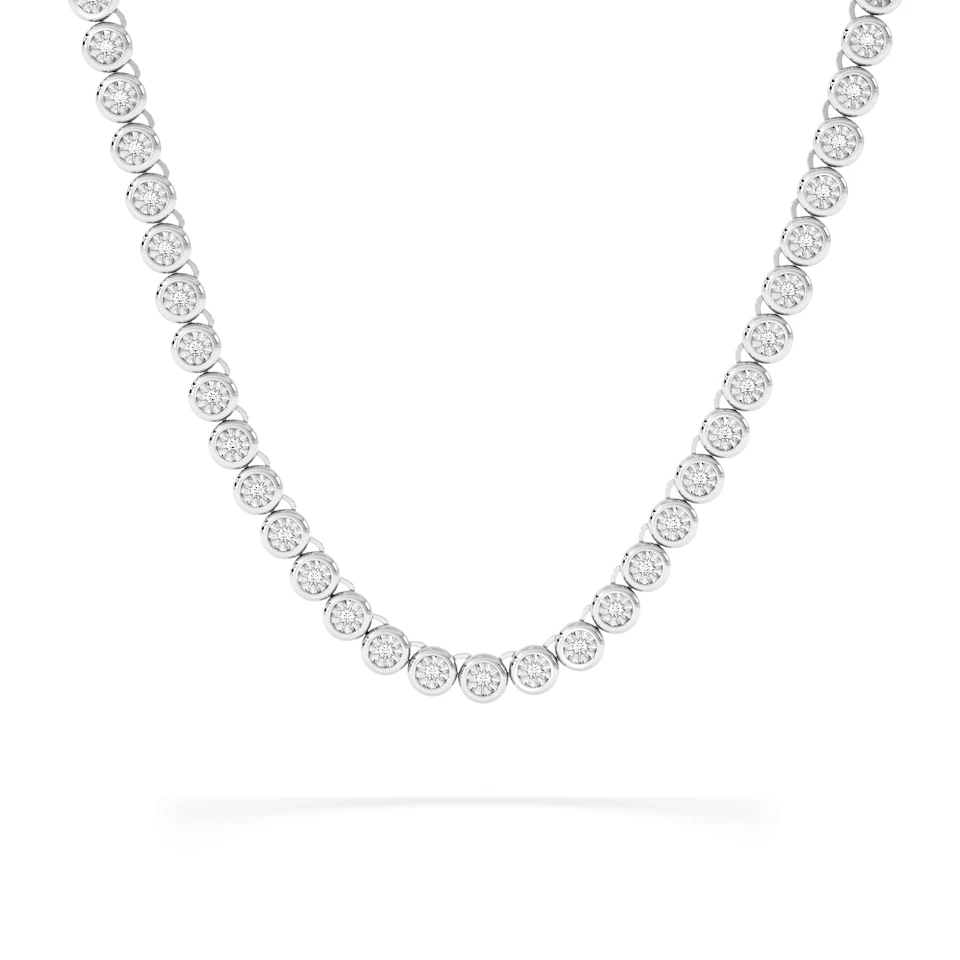 1.00ct Lab Diamond Bezel Tennis Necklace in Sterling Silver