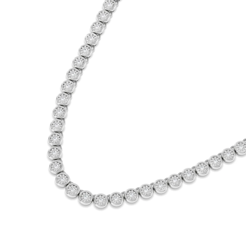 1.00ct Lab Diamond Bezel Tennis Necklace in Sterling Silver