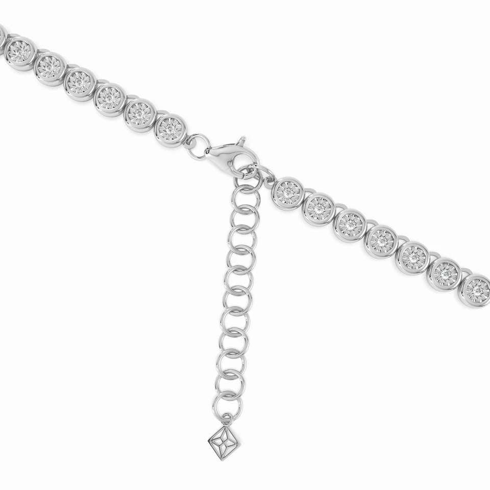 1.00ct Lab Diamond Bezel Tennis Necklace in Sterling Silver