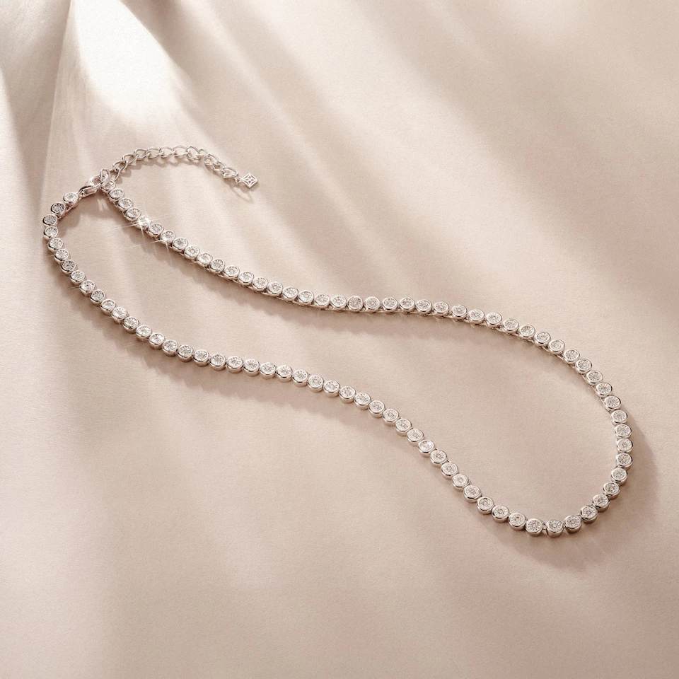 1.00ct Lab Diamond Bezel Tennis Necklace in Sterling Silver