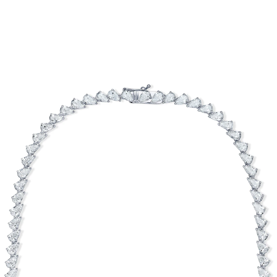LUXE 20.00ct Lab Diamond Necklace with 1.50ct IGI Certified Pear-Cut Centre in 18K White Gold