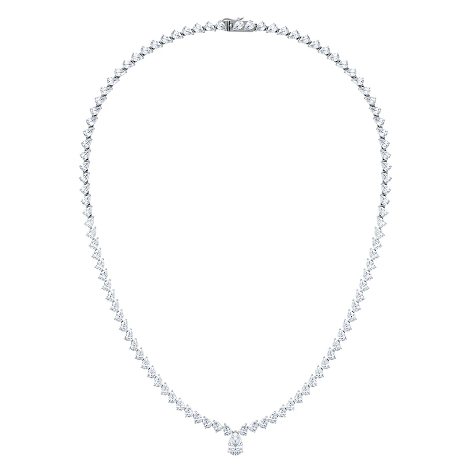 LUXE 20.00ct Lab Diamond Necklace with 1.50ct IGI Certified Pear-Cut Centre in 18K White Gold