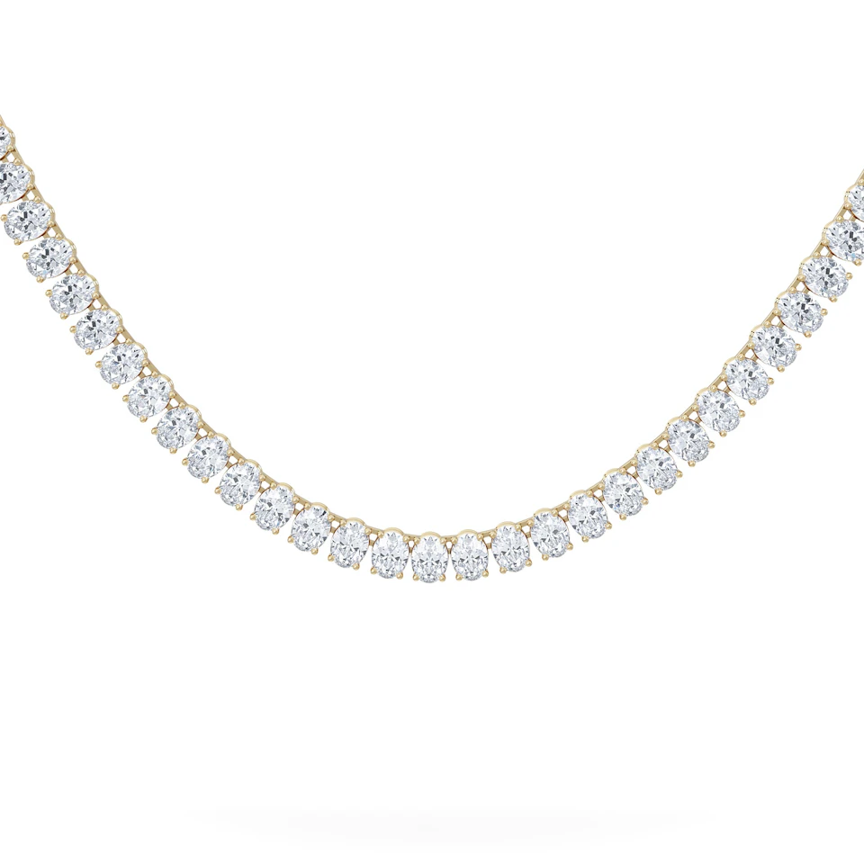LUXE 24.00ct Lab Diamond Necklace with IGI Certified Oval-Cut Diamonds in 18K Yellow Gold
