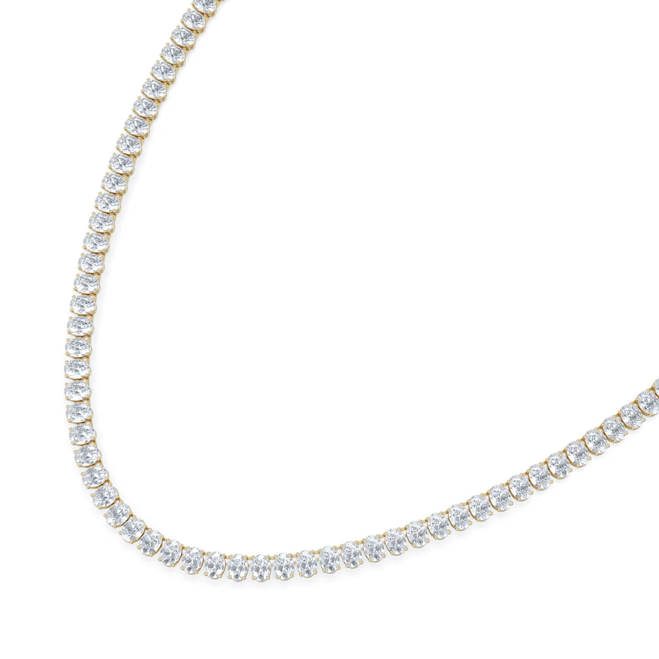 LUXE 24.00ct Lab Diamond Necklace with IGI Certified Oval-Cut Diamonds in 18K Yellow Gold