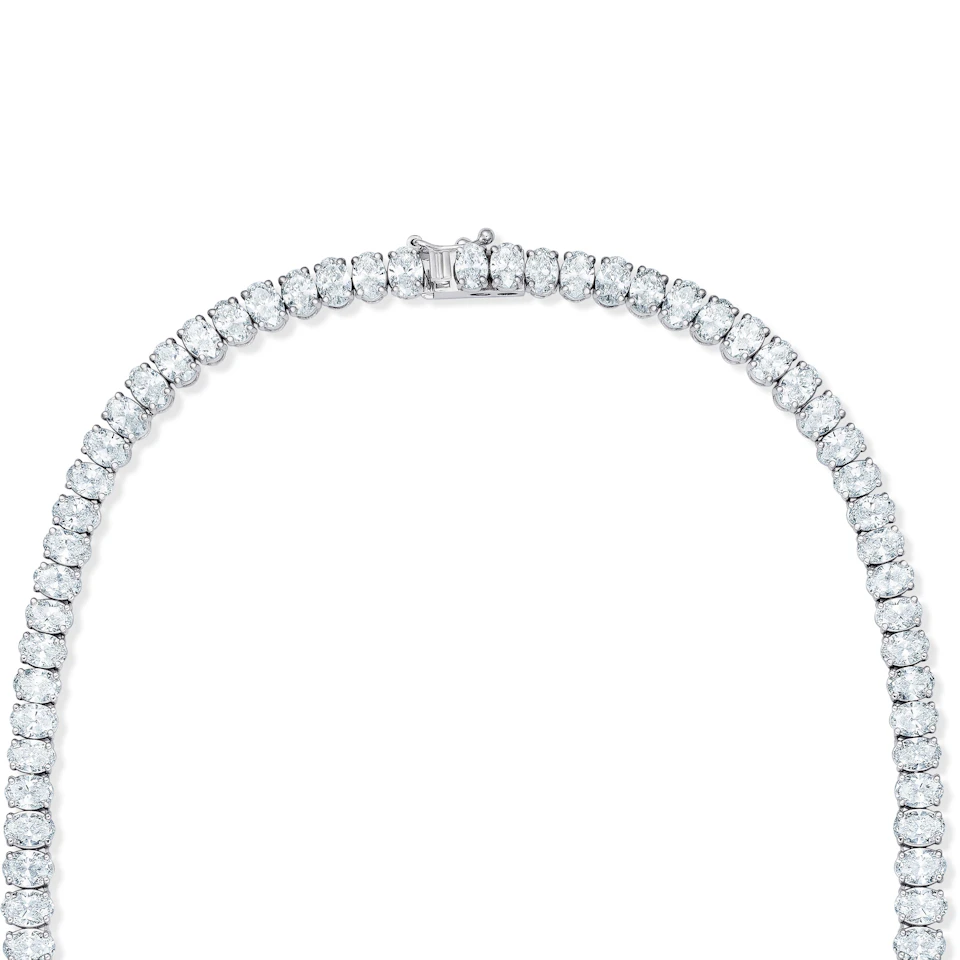 LUXE 33.00ct Lab Diamond Necklace with IGI Certified Oval-Cut Diamonds in 18K White Gold