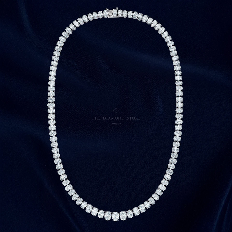 LUXE 33.00ct Lab Diamond Necklace with IGI Certified Oval-Cut Diamonds in 18K White Gold