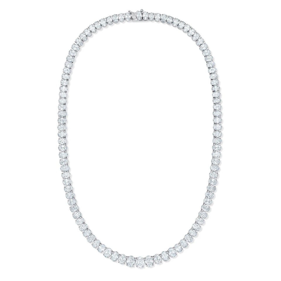 LUXE 33.00ct Lab Diamond Necklace with IGI Certified Oval-Cut Diamonds in 18K White Gold