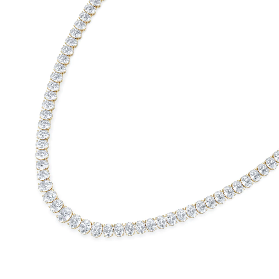 LUXE 33.00ct Lab Diamond Necklace with IGI Certified Oval-Cut Diamonds in 18K Yellow Gold