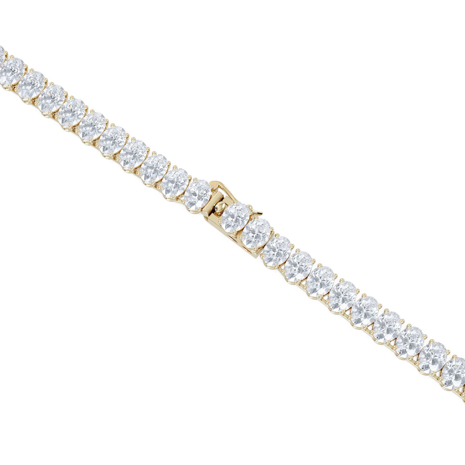 LUXE 33.00ct Lab Diamond Necklace with IGI Certified Oval-Cut Diamonds in 18K Yellow Gold