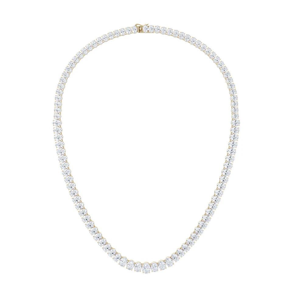 LUXE 33.00ct Lab Diamond Necklace with IGI Certified Oval-Cut Diamonds in 18K Yellow Gold