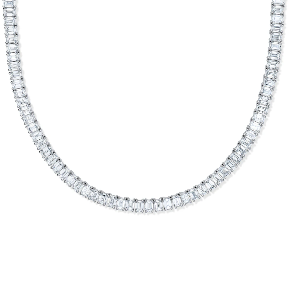 LUXE 27.00ct Lab Diamond Necklace with IGI Certified Emerald-Cut Diamonds in 18K White Gold