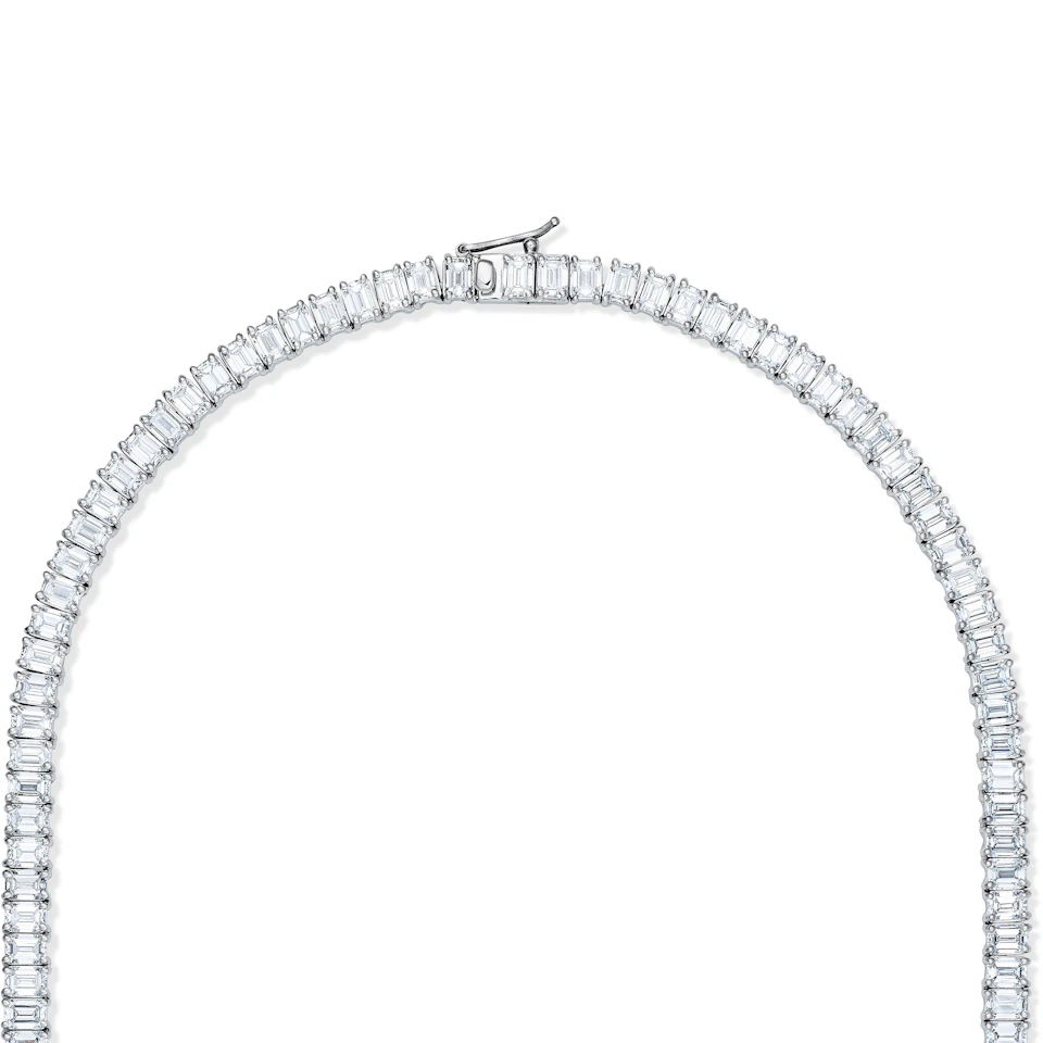 LUXE 27.00ct Lab Diamond Necklace with IGI Certified Emerald-Cut Diamonds in 18K White Gold