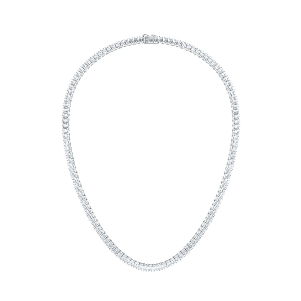 LUXE 27.00ct Lab Diamond Necklace with IGI Certified Emerald-Cut Diamonds in 18K White Gold