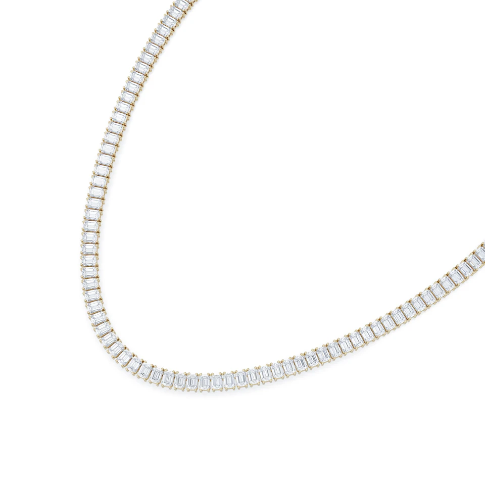 LUXE 27.00ct Lab Diamond Necklace with IGI Certified Emerald-Cut Diamonds in 18K Yellow Gold