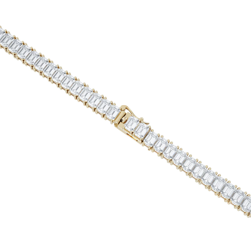 LUXE 27.00ct Lab Diamond Necklace with IGI Certified Emerald-Cut Diamonds in 18K Yellow Gold