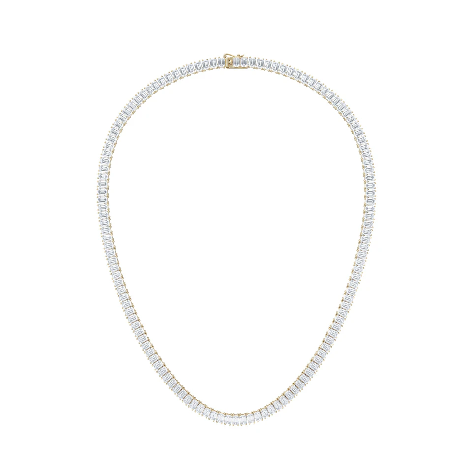 LUXE 27.00ct Lab Diamond Necklace with IGI Certified Emerald-Cut Diamonds in 18K Yellow Gold