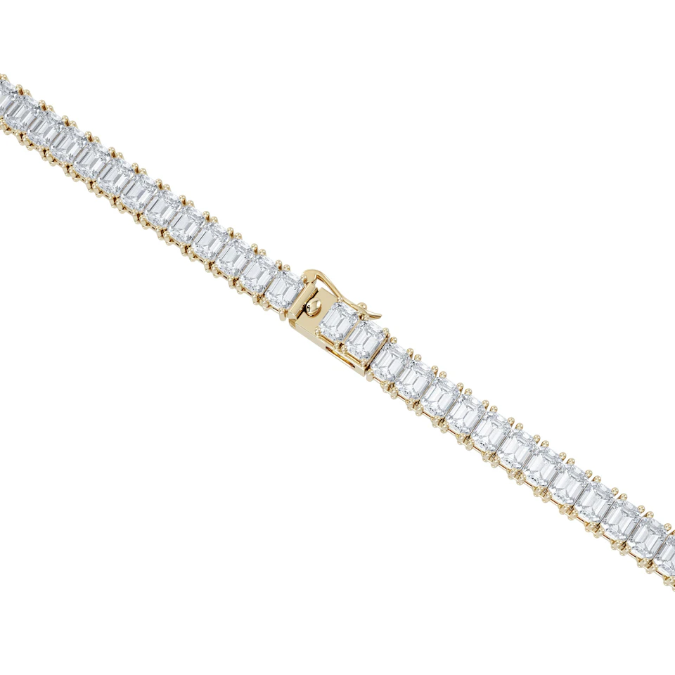 LUXE 33.00ct Lab Diamond Necklace with IGI Certified Emerald-Cut Diamonds in 18K Yellow Gold