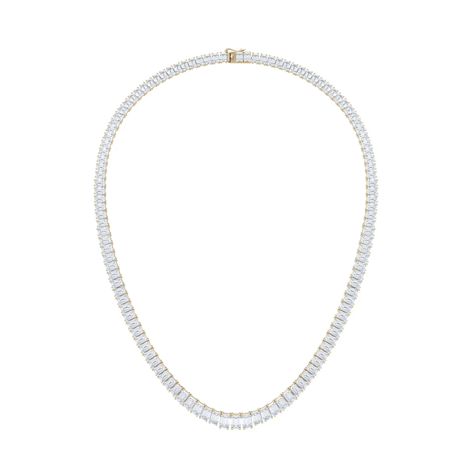 LUXE 33.00ct Lab Diamond Necklace with IGI Certified Emerald-Cut Diamonds in 18K Yellow Gold