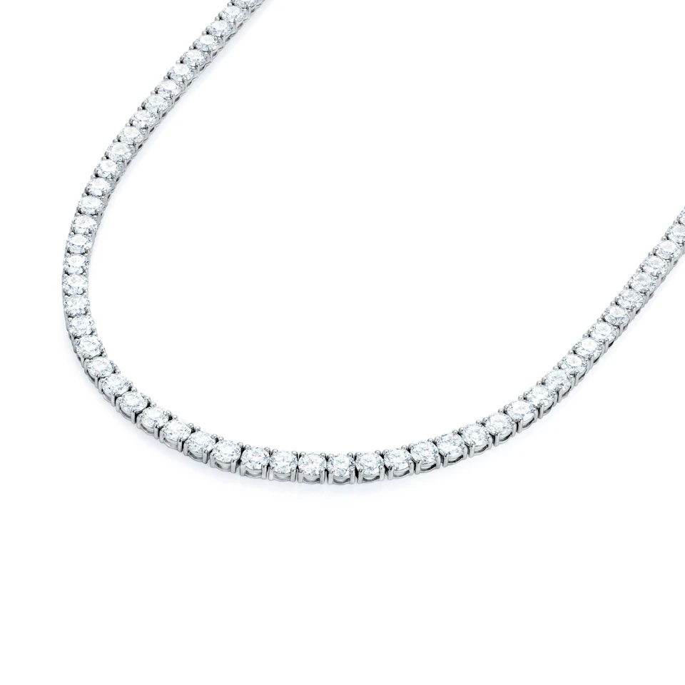LUXE 30.00ct Lab Diamond Necklace with IGI Certified Brilliant-Cut Diamonds in 18K White Gold