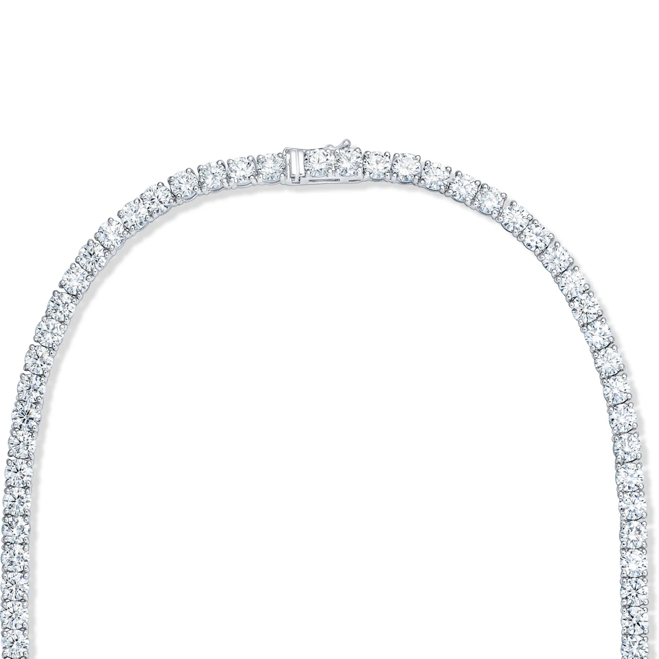 LUXE 30.00ct Lab Diamond Necklace with IGI Certified Brilliant-Cut Diamonds in 18K White Gold