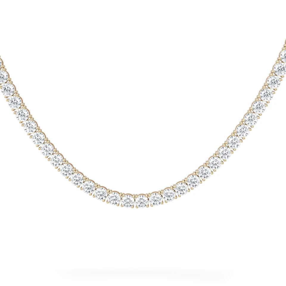 LUXE 30.00ct Lab Diamond Necklace with IGI Certified Brilliant-Cut Diamonds in 18K Yellow Gold