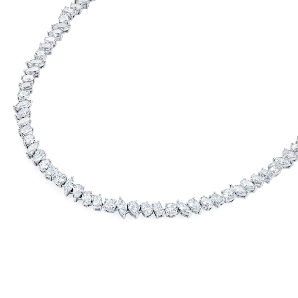 LUXE 22.00ct Lab Diamond Necklace with IGI Certified Mixed-Cut Diamonds in 18K White Gold