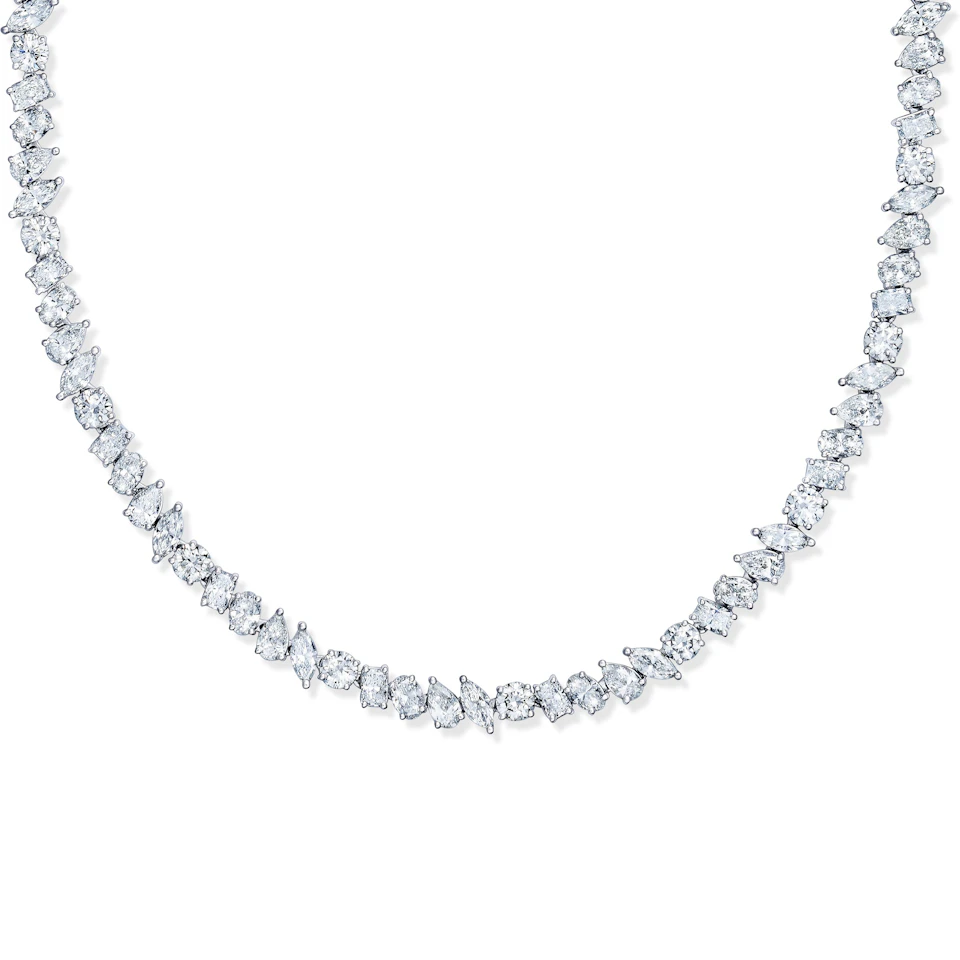 LUXE 22.00ct Lab Diamond Necklace with IGI Certified Mixed-Cut Diamonds in 18K White Gold