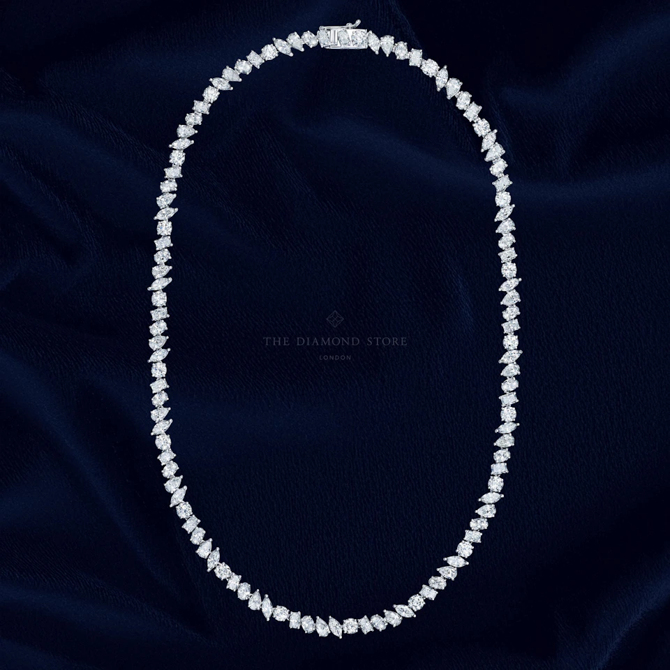 LUXE 22.00ct Lab Diamond Necklace with IGI Certified Mixed-Cut Diamonds in 18K White Gold