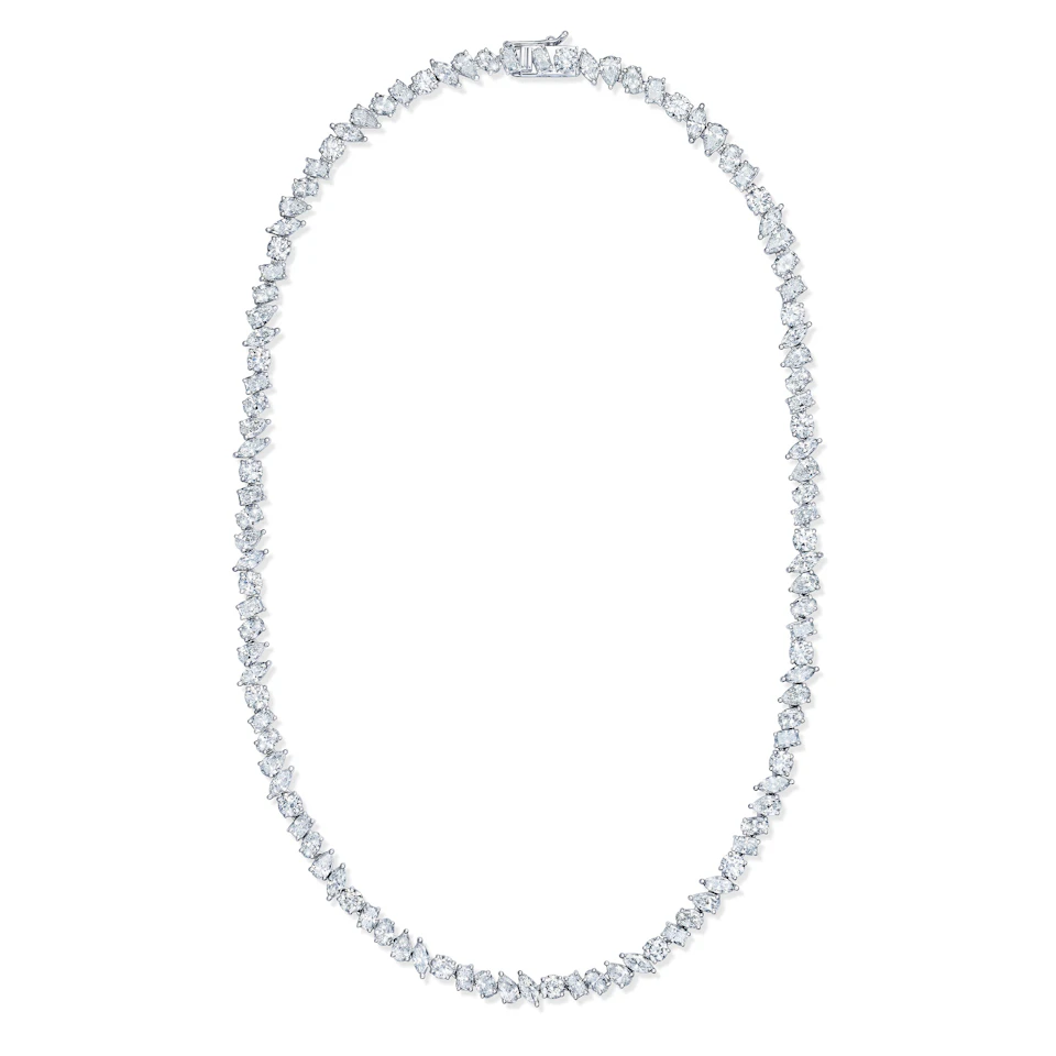 LUXE 22.00ct Lab Diamond Necklace with IGI Certified Mixed-Cut Diamonds in 18K White Gold