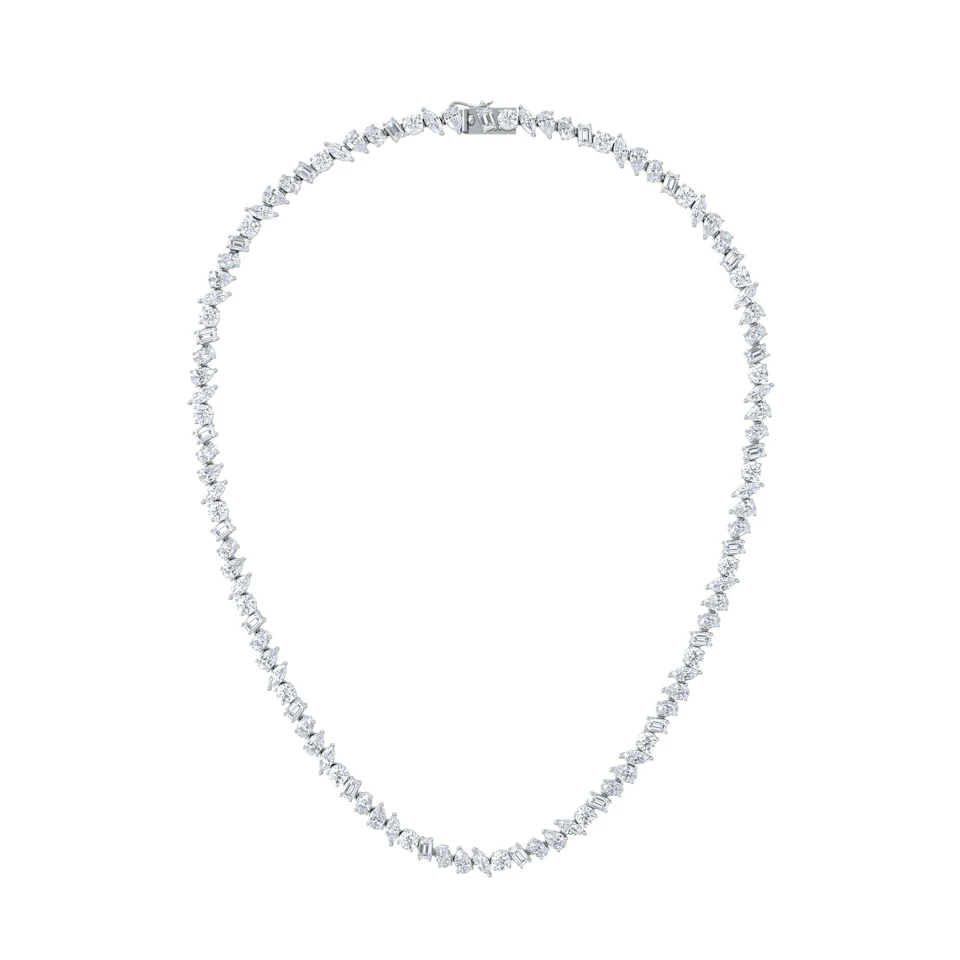 LUXE 22.00ct Lab Diamond Necklace with IGI Certified Mixed-Cut Diamonds in 18K White Gold