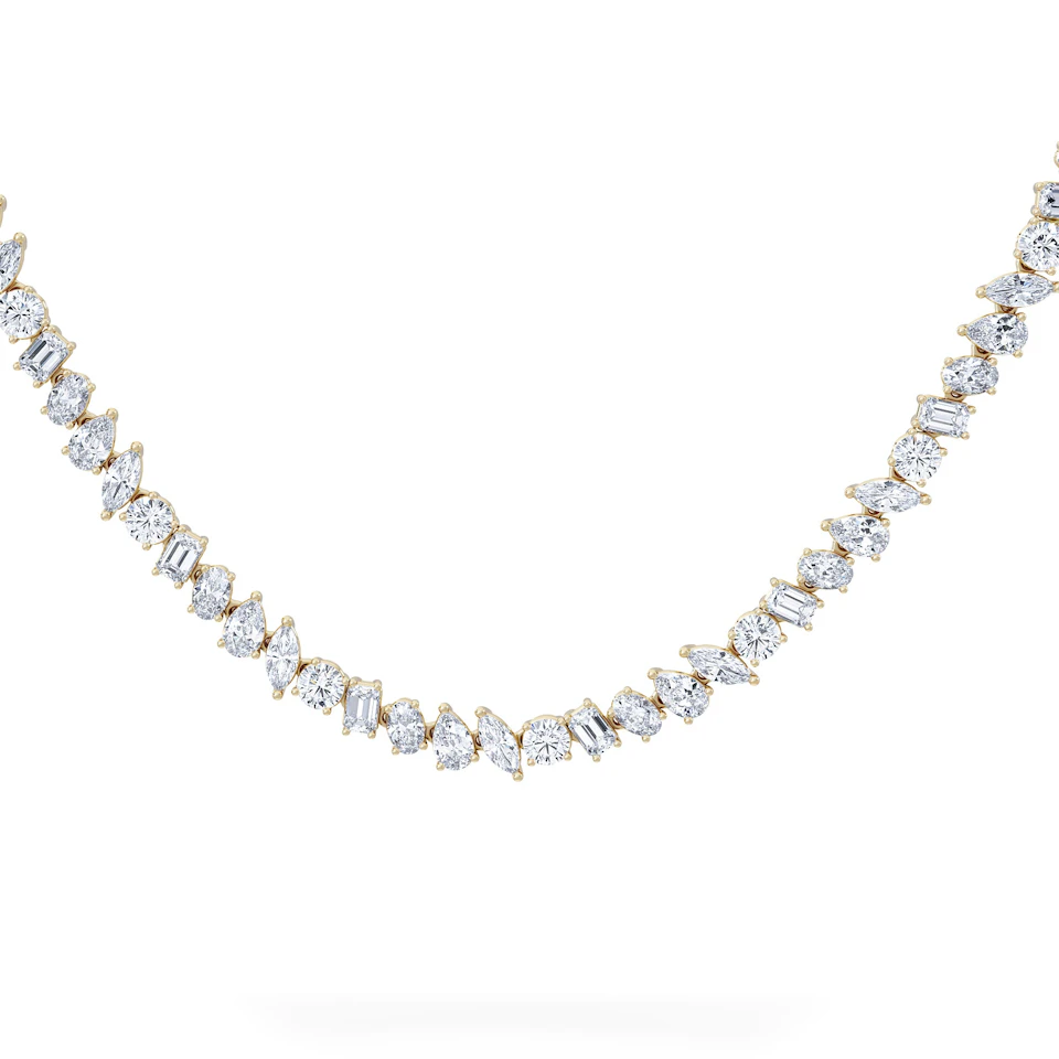 LUXE 22.00ct Lab Diamond Necklace with IGI Certified Mixed-Cut Diamonds in 18K Yellow Gold