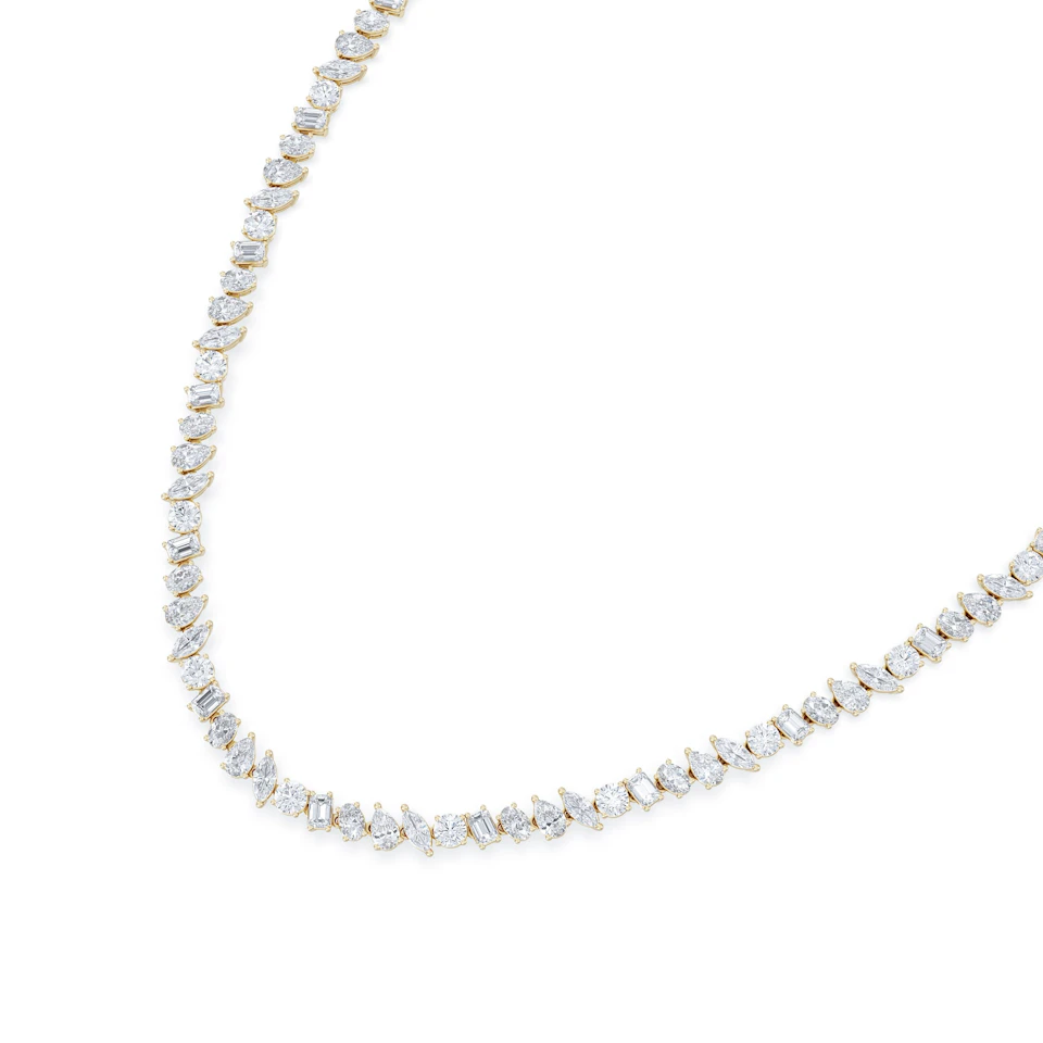 LUXE 22.00ct Lab Diamond Necklace with IGI Certified Mixed-Cut Diamonds in 18K Yellow Gold