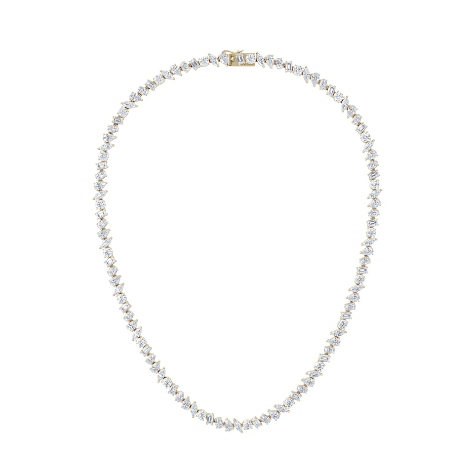 LUXE 22.00ct Lab Diamond Necklace with IGI Certified Mixed-Cut Diamonds in 18K Yellow Gold