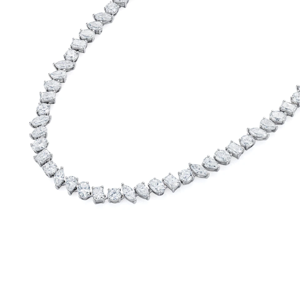 LUXE 27.00ct Lab Diamond Necklace with IGI Certified Mixed-Cut Diamonds in 18K White Gold